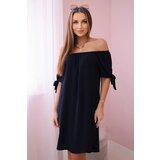 Kesi Włoski Dress with ties on the sleeves navy blue | Eponuda.ba