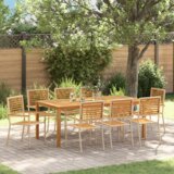 vidaXL 9-delna vrtna jedilna garnitura Bež Poli Rattan Acacia | Shoptok.si
