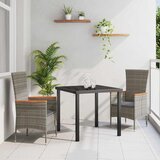 vidaXL Komplet za jedilnico v vrtu z blazino 3 pcs Siva Poly ratan Cene