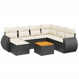 Maison Chic Seti vrtnega pohištva - Vrtna garnitura - Vrtni pohištvo set 8-delna z blazinami črn poli ratan, (21799076) | Shoptok.si