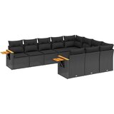  10-dijelni set vrtnih sofa s jastucima crni od poliratana | shoptok.hr