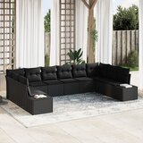 vidaXL 10-dijelni set vrtnih sofa s jastučićima crni poli ratan Cijene
