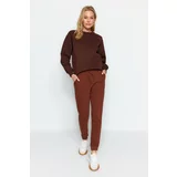 Trendyol Brown Basic Jogger Thick Normal Waist Knitted Sweatpants