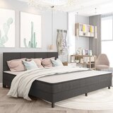 vidaXL Boxspring postelja temno sivo blago 200x200 cm Cene