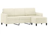 vidaXL Trosjed s tabureom krem 180 cm baršunasti | shoptok.hr