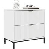 vidaXL Nočna omarica s predalom Bela 63.5 x 36 x 61 cm Konstruiran les | Shoptok.si