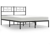Maison Chic Kovinski Posteljni okvir - Dvoposteljna postelja - Zakonska postelja z vzglavjem črn 150x200 cm, (21693004) Cene