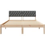  Okvir kreveta smeđe i tamnosivo 135 x 190 cm Masivna borovina | shoptok.hr