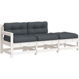 Maison Chic Seti vrtnega pohištva - Vrtna garnitura - Vrtni pohištvo set 3-delna z blazinami bel trden les, (21811186) | Shoptok.si