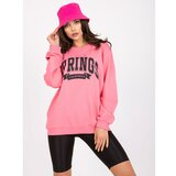 Fashion Hunters Pink and black women's sweatshirt without a hood with long sleeves Cene