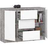 AKORD Komoda, 2 Vrata In 3 Predali, Beton/Bela, (5000332147) | Shoptok.si