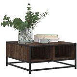 vidaXL Klubska mizica rjavi hrast 60,5x60,5x30 cm inžen. les in kovina | Shoptok.si