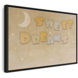 Slika - Sweet Dreams - Pastel Inscription Surrounded by the Moon and Stars 60x40 U crnom drvenom okviru | shoptok.hr