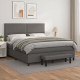  The Living Store Box spring postelja z vzmetnico siva 180x200 cm umetno usnje - Box Spring Postelja, (21496850) Cene