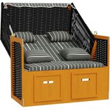  Ležaljka za plažu s jastucima crno-siva od poliratana i drva | shoptok.hr