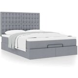 vidaXL Otomanski posteljni okvir z vzmetnico siv 140x190 cm blago | Shoptok.si