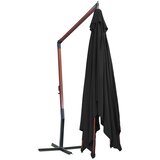 Viseći suncobran s drvenim stupom 400 x 300 cm crni | Eponuda.ba