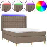  Box spring postelja z vzmetnico LED taupe 140x190 cm blago, (20896771) | Shoptok.si