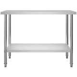 vidaXL Kuhinjska delovna miza s polico 120x60x120 cm nerjaveče jeklo | Shoptok.si