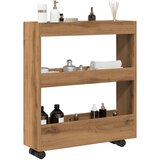 vidaXL Uska kolica za pohranu s 3 razine boja hrasta konstruirano drvo | shoptok.hr