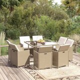  9-dijelni vrtni blagovaonski set od poliratana s jastucima bež 109 cm table length | shoptok.hr