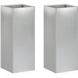  Vrtna saksija 2 kom. Srebrna 20 x 20 x 50 cm Pocinčani čelik - Pocinčani čelik 20 x 20 x 50 cm 2 | shoptok.hr