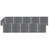 vidaXL set WPC ograda 10 kvadratnih + 1 kosa 1830 x 186 cm sivi Cijene