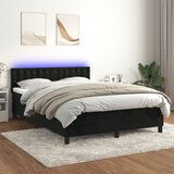 The Living Store Box spring postelja z vzmetnico LED črna 140x190 cm žamet - Box Spring Postelja, (21493412) | Shoptok.si