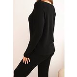 Kesi Włoski Women's sweater set with wide legs and long sleeves black | shoptok.hr