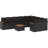  10-dijelni set vrtnih sofa s jastucima crni od poliratana | shoptok.hr