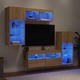  5-dijelni zidni TV elementi s LED svjetlima boja hrasta drveni | shoptok.hr
