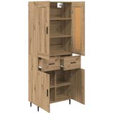vidaXL Visok predalnik 2 pcs Umetni hrast Inženirski les in steklo | Shoptok.si