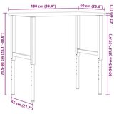 vidaXL Radni stol 100x60x(71,5-98) cm puno drvo hrast | shoptok.hr