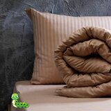 Gusenica posteljina damast saten pruga kafa - 140x200 Cene