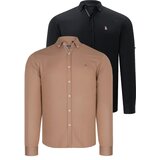 Dewberry DUAL SET G674 MENS SHIRTS-BLACK-CAMEL | shoptok.hr