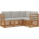  Setovi sofa 4 pcs Prirodna i svijetlo siva Čvrsto drvo akacije | Eponuda.com