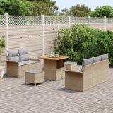 8 komada set vrtne sofe s jastučićima Bež poli ratan akacija | shoptok.hr