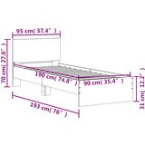  Okvir kreveta s uzglavljem bijeli 90x190 cm konstruirano drvo | shoptok.hr