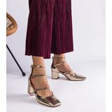 Gemre Gold patent block heels with buckles Kamola | Shoptok.si