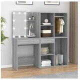  LED toaletna mizica z omaricami siv sonoma inženirski les | Shoptok.si