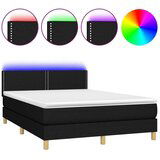  Krevet box spring s madracem LED crni 140x200 cm od tkanine | shoptok.hr