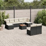 vidaXL 10-dijelni set vrtnih sofa s jastucima crni od poliratana | shoptok.hr