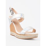 Shelvt Women's silver wedge sandals | Shoptok.si