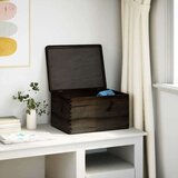 vidaXL Drvena kutija s poklopcem crna 40x30x23 cm puno drvo bor | shoptok.hr