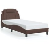  Okvir kreveta s LED svjetlima smeđi 90 x 190 cm od umjetne kože | shoptok.hr