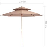  Suncobran s dvije razine i drvenom šipkom 270 cm bež | shoptok.hr