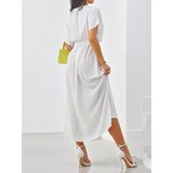 Resti Women's midi dress with short sleeves, V-neck and front slit | shoptok.hr