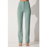  Women's Turquoise High Waist Lycra Comfortable Knitted Pants | Shoptok.si
