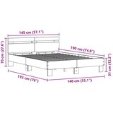  Crni okvir kreveta Crni hrast Drvo 140 x 190 cm Izdržljiv | shoptok.hr