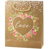 GIFT Bag Love Inscription Flowers Glitter 32 x 26 x 10 cm | Shoptok.si